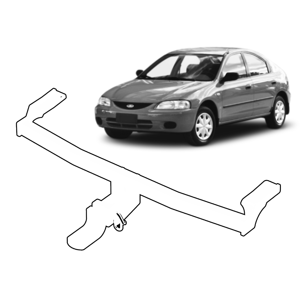 BTA Towbar - Ford Laser KJ/KL Hatch (1994 – 1999) - Light Duty 1000kg Capacity
