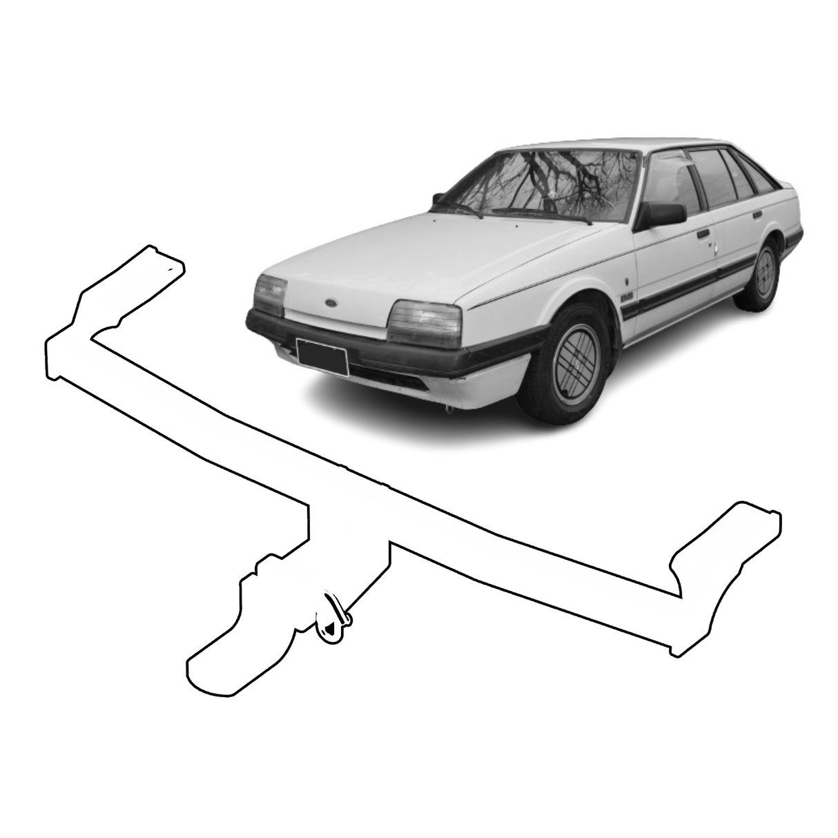 BTA Towbar - Ford Telstar AR/AS Hatch/Sedan (1983 – 09/1987) - Light Duty 850kg Capacity