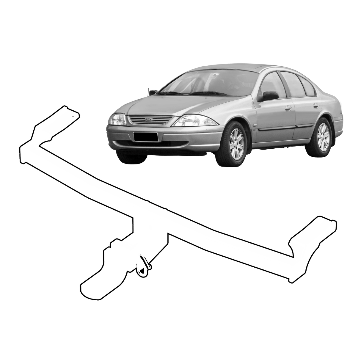 BTA Towbar - Ford Falcon AU Sedan (Dedicated LPG) (2001 – 09/2002) - Light Duty 1200kg Capacity