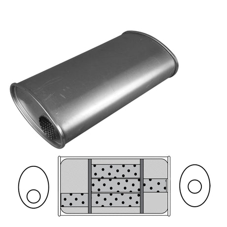 Redback - 2.25" Universal Muffler Offset/Centre 20x11x6 Oval Aluminised