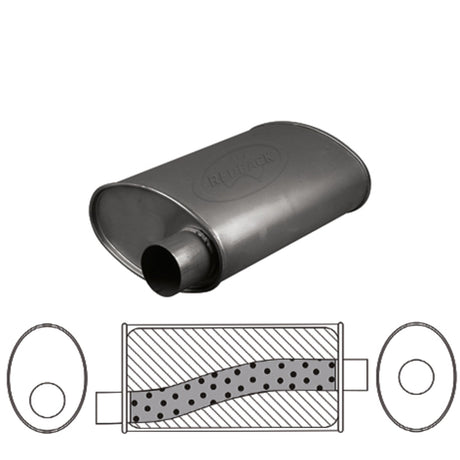Redback - 3" Universal Muffler Offset/Centre 16"x11"x6" Oval Aluminised Steel