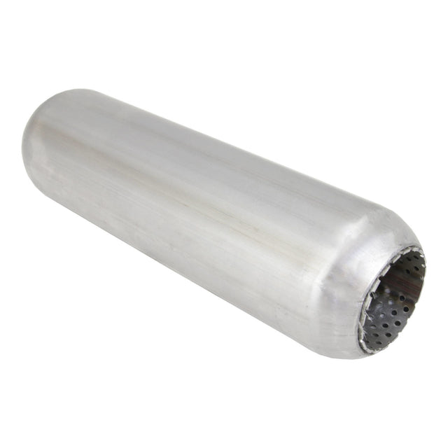Redback - Redback - 2.25" Perforated Tube Hotdog Resonator Straight Through 12"x4" Round 409 Stainless Steel (No Spigots)