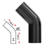 REDBACK | Silicone Hose 3/4" 45° Bend Black | Universal 19mm | HSB045019B