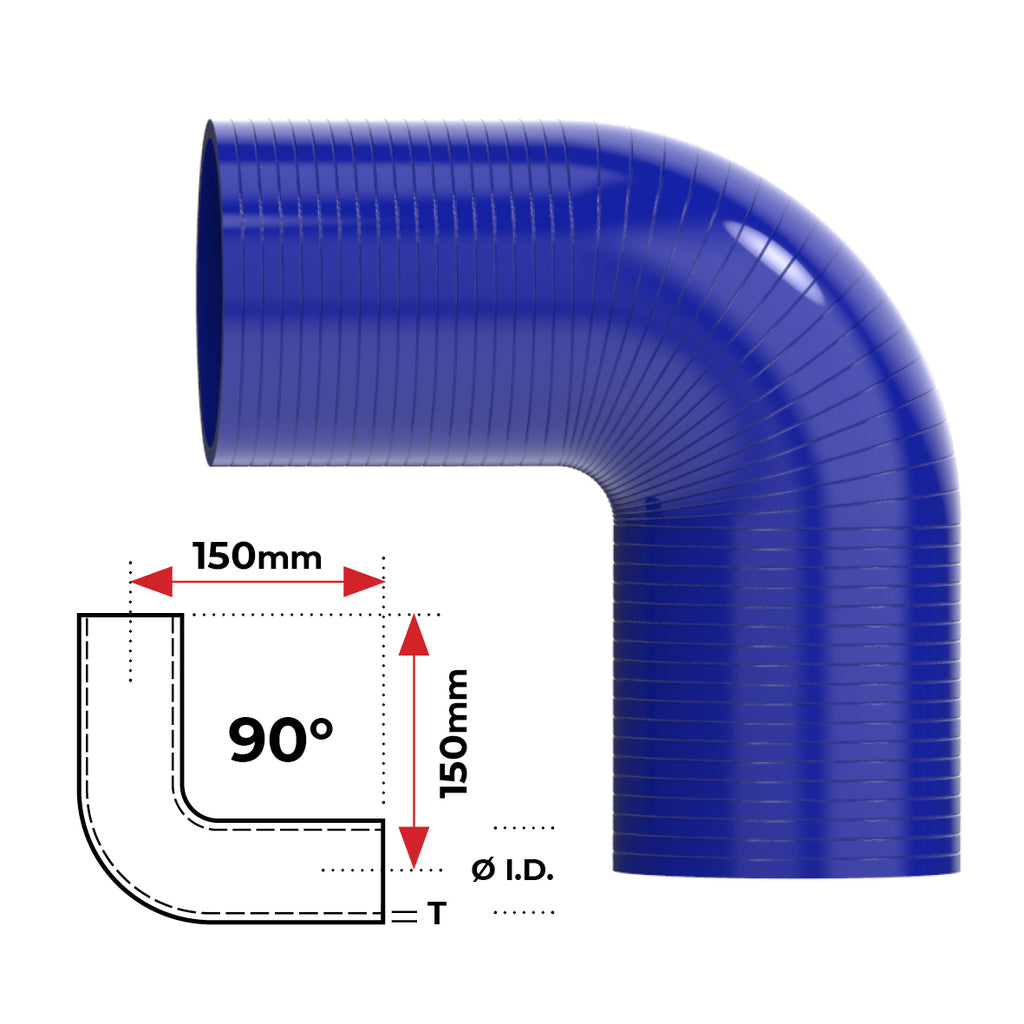 REDBACK | Silicone Hose 1-3/4" 90° Bend Black | Universal 45mm | HSB090045B