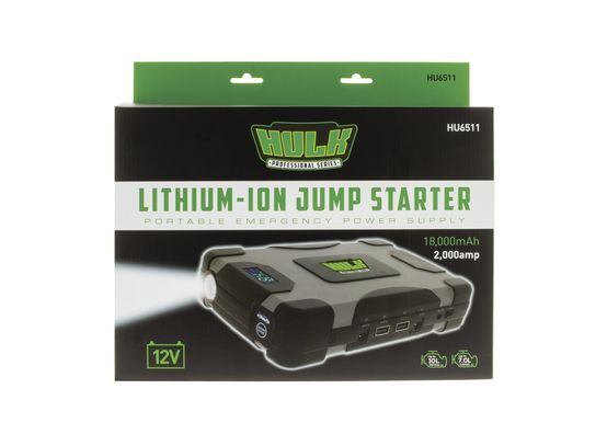 Hulk 4X4 - LITHIUM-COBALT JUMP STARTER 18,000mAh W/LED DISPLY, CARRY