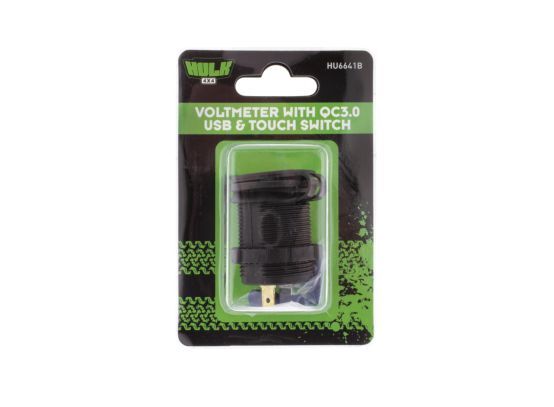 Hulk 4X4 - VOLTMETER 6-30V WITH QC3 USB & TOUCH SWITCH BLUE LED