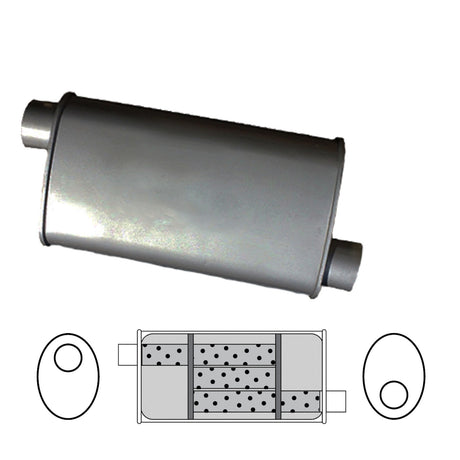 Redback - 2" Universal Muffler Offset/Offset 16x8x4 Oval Aluminised