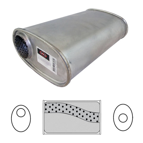 Redback - 2.25" Universal Muffler Offset/Centre 16"x8"x4" Oval Aluminised