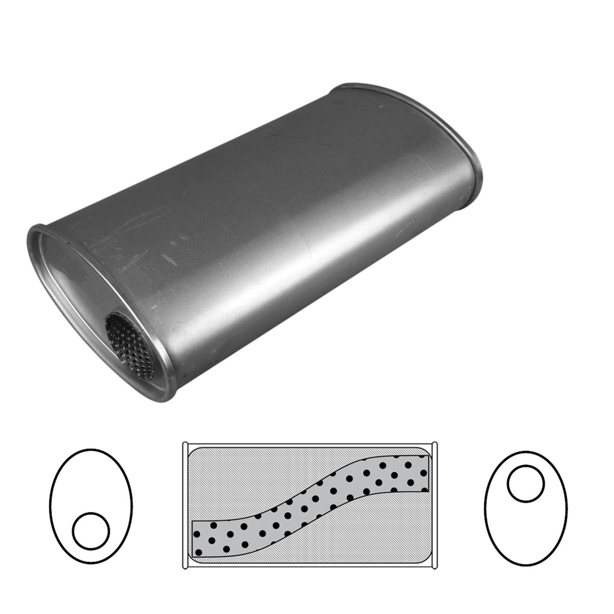 Redback Universal Muffler - 8" X 4" Oval - 16" Long O/O 2 1/4" Megaflow No Spig…