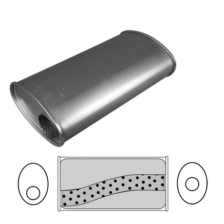 Redback Universal Muffler - 8" X 4" Oval - 14" Long O/C 2 1/2" Glass Packed Meg…