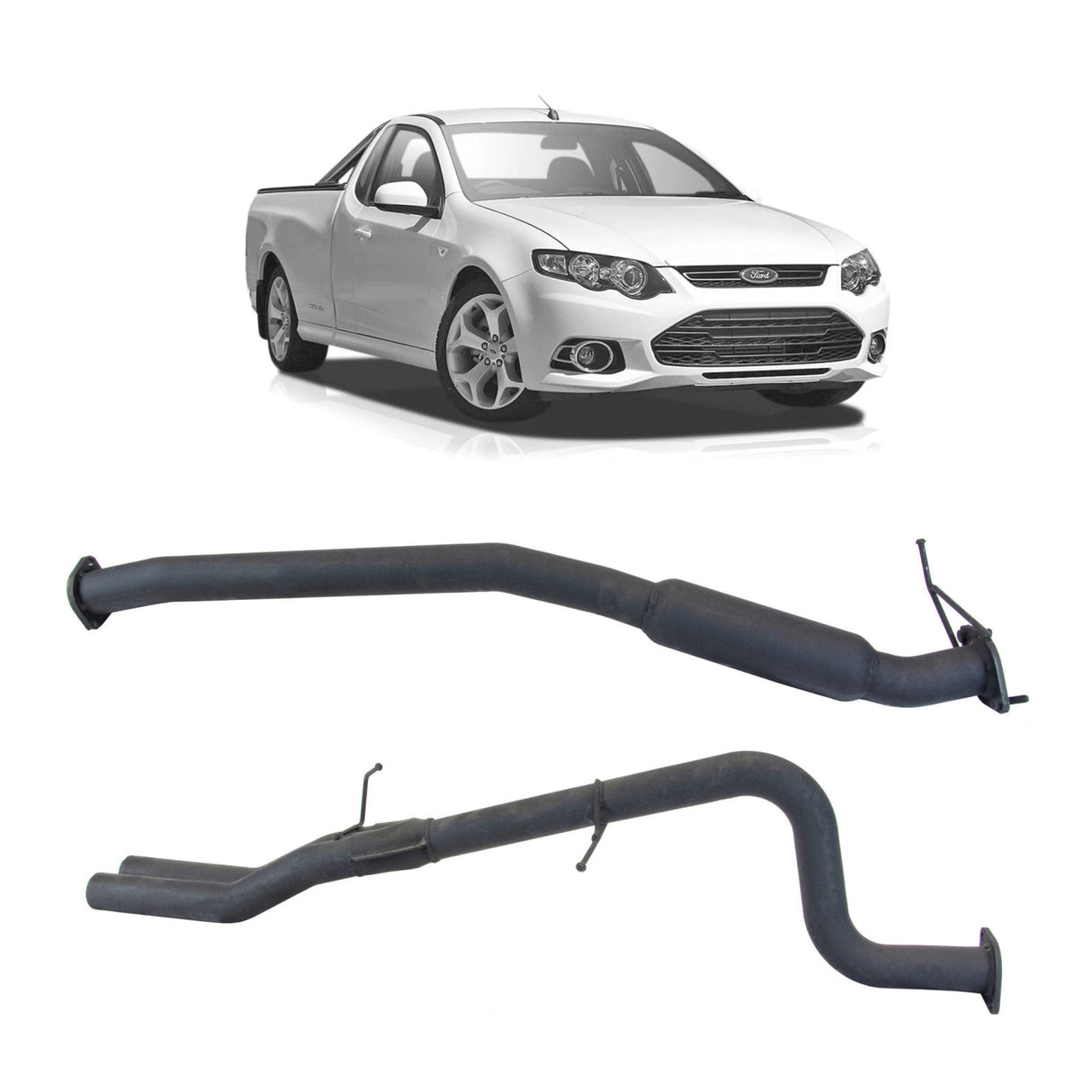 Exhaust 2.5" System with Hotdog Centre and Rear Muffler Delete for Ford Falcon FG Ute (02/2008 - 12/2014)