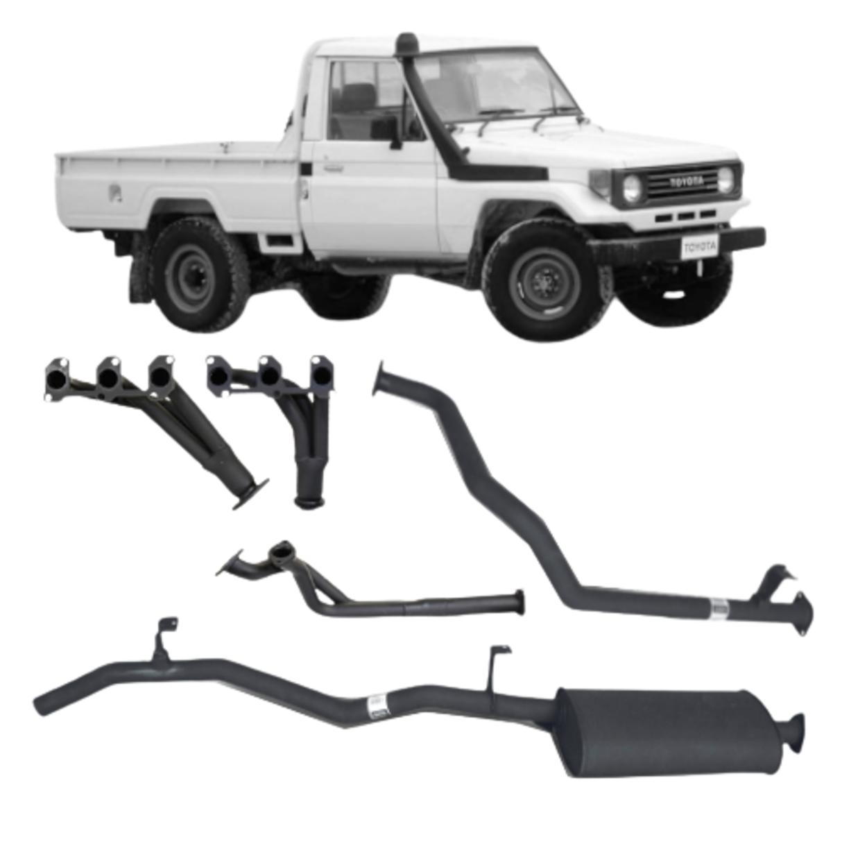 REDBACK - Toyota Landcruiser 75, 78 Series (1984 - 2007) 4.2L 1HZ Performance Headers and Exhaust