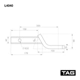 TAG - Tow Ball Mount - 220mm Long, 135° Face, 40mm Square Hitch
