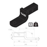 TAG - Tow Ball Mount - 178mm Long, 90° Tongue Face, 50mm Square Hitch