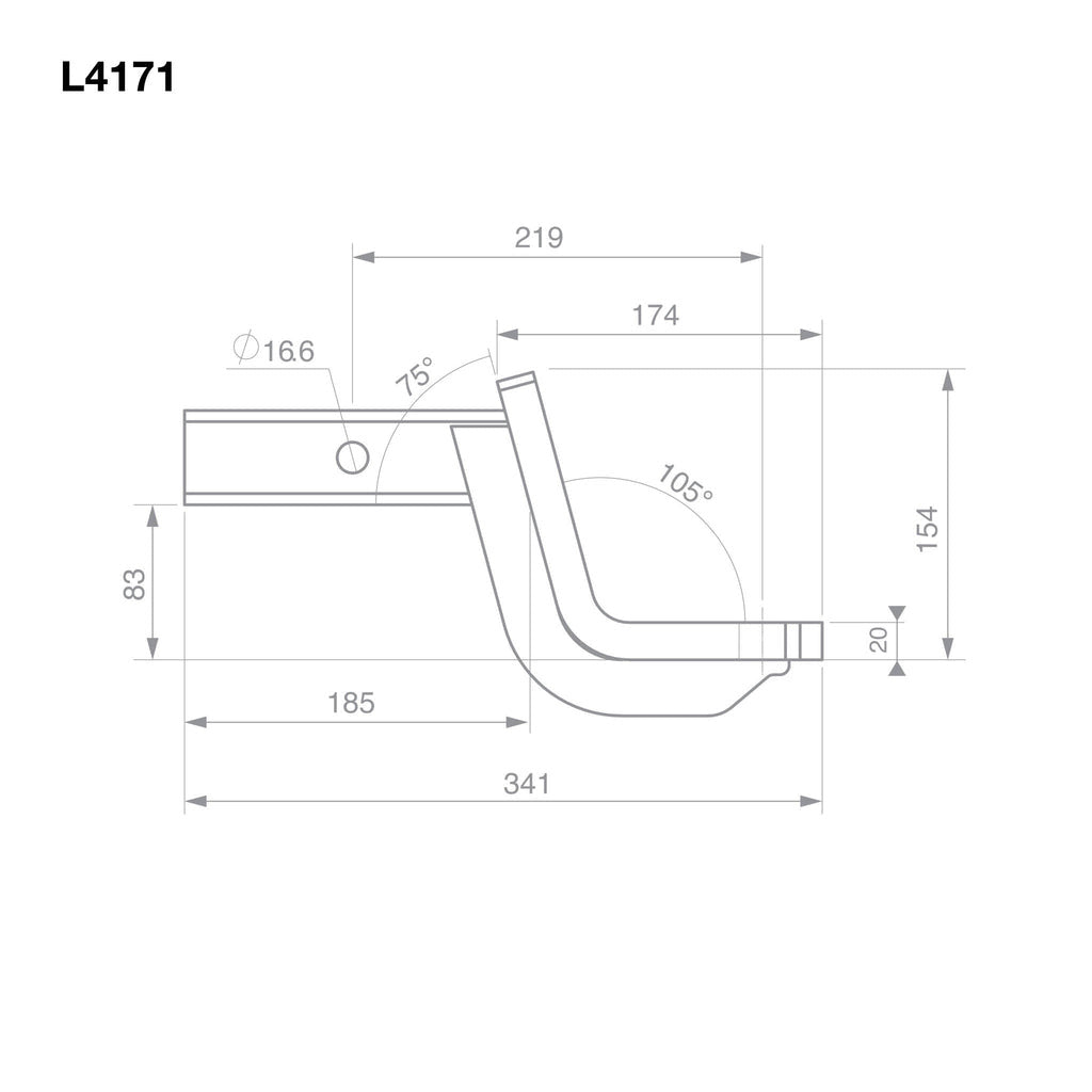 TAG - Tow Ball Mount - 219mm Long, 88mm Drop, 50mm Square Hitch