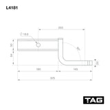 TAG - Tow Ball Mount - 203mm Long, 90° Face, 50mm Square Hitch