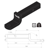 TAG - Tow Ball Mount - 268mm Long, 90° Face, 50mm Square Hitch