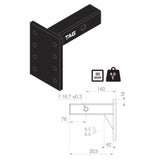 TAG - Adjustable Pintle Mount - 50mm Square Hitch (4.5T)