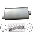 Lukey - 2 1/2" ID - Oval Muffler - 14" Long x 8" Wide x 4" High - Offset / Centre - Megaflow Glass Packed - Aluminised