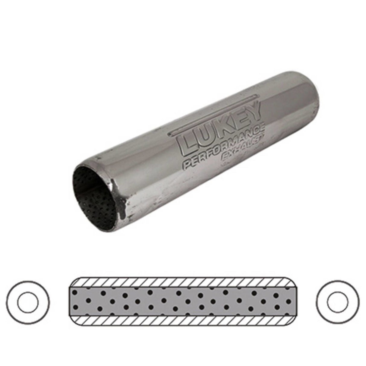 Hotdog - 2 1/4" ID - 15" Long Perforated Hotdog - Stainless Steel (Lukey)