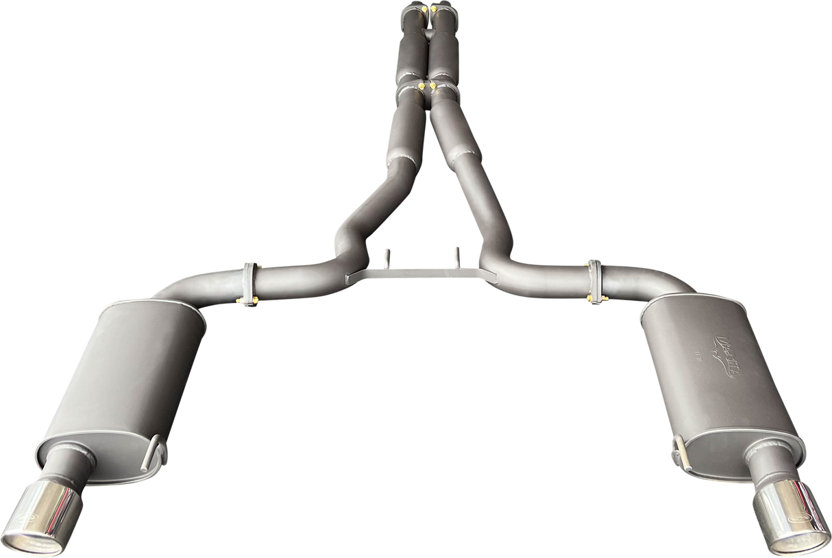 Manta | Twin 3″ Cat Back Exhaust System with Hotdog Mufflers Twin Tips | Ford Mustang FM S550 5.0L V8 Coupe 2015–2017