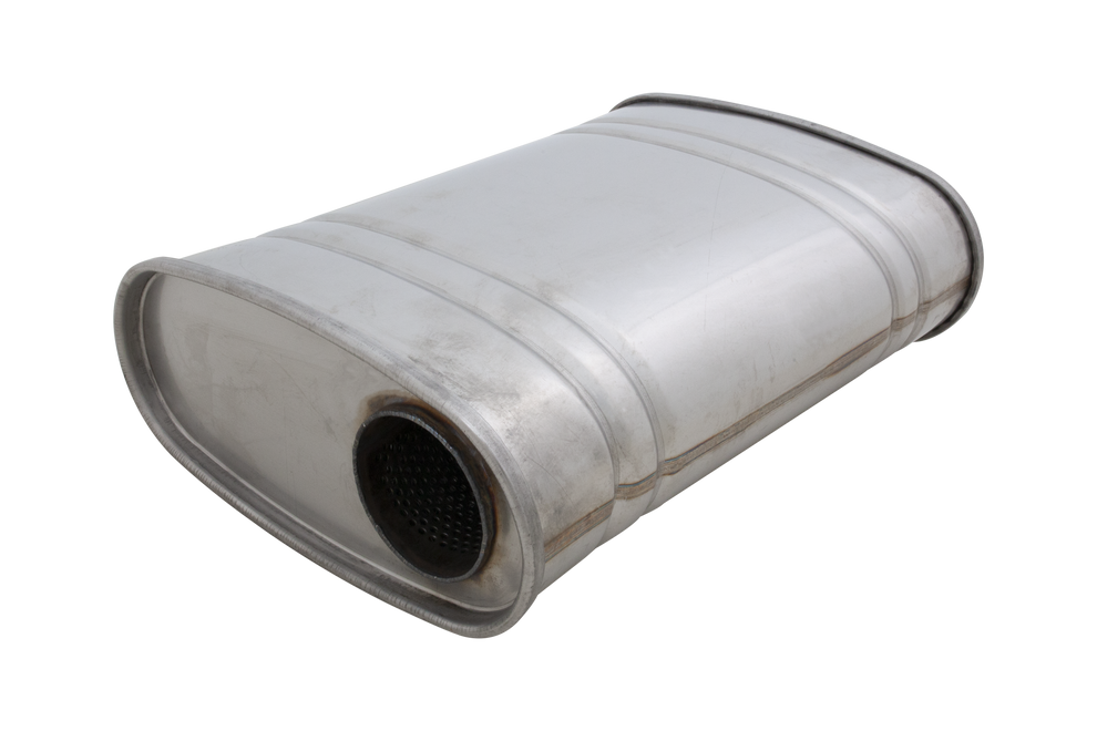 XForce | 2.25" Offset-Centre Performance Muffler | 4"x10"x14" Raw 409 Stainless Steel | VX05-1457(409)