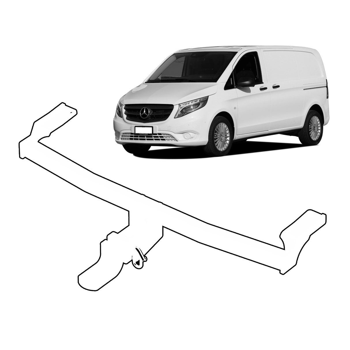 BTA MercedesBenz Vito Van Short Wheelbase (04/2015 On) Heavy Duty Towbar 2500/250kg Capacity