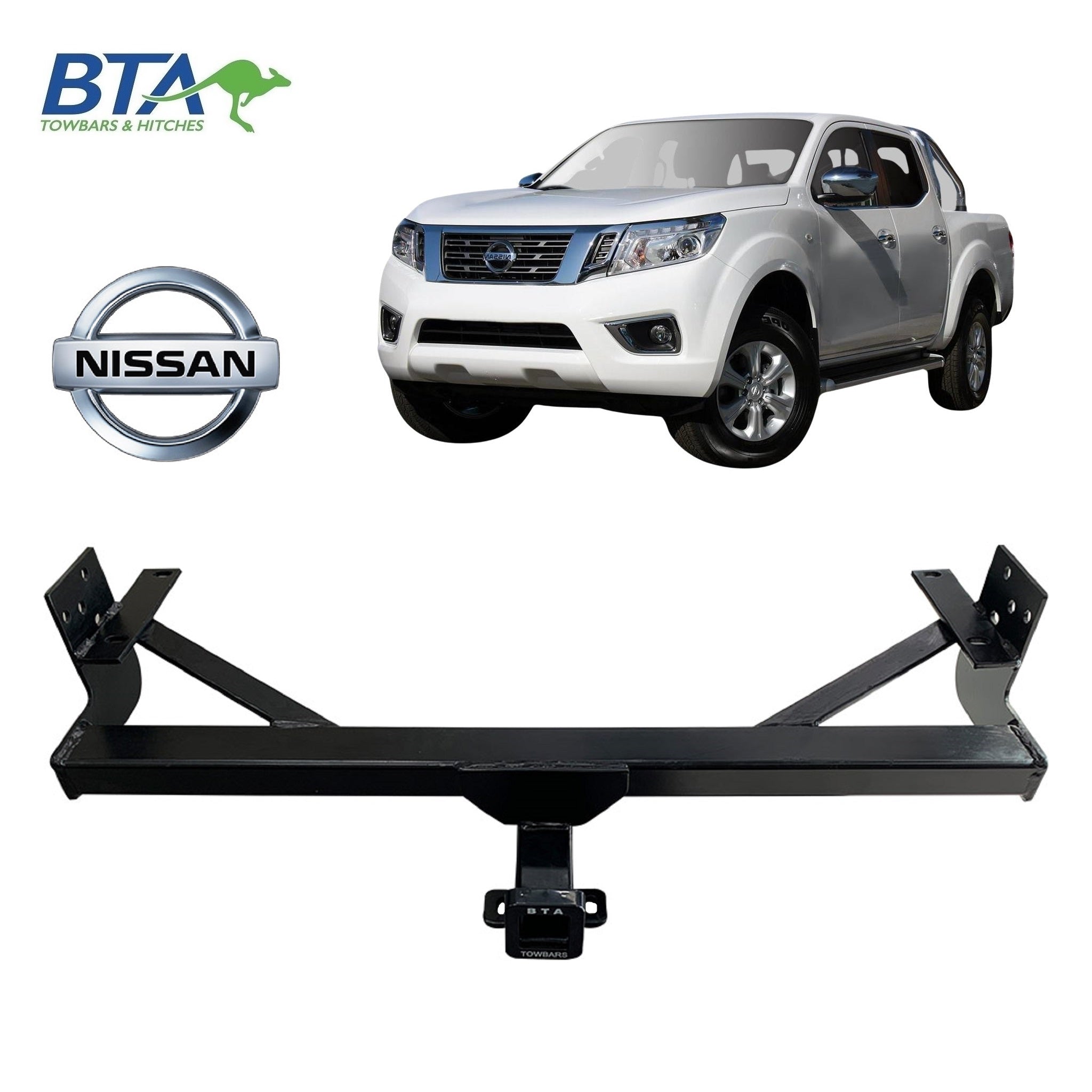 BTA Nissan Navara D40 2WD and 4WD Ute No Bumper (10/2005 – 04/2015) Heavy Duty Towbar 3000/300kg Capacity