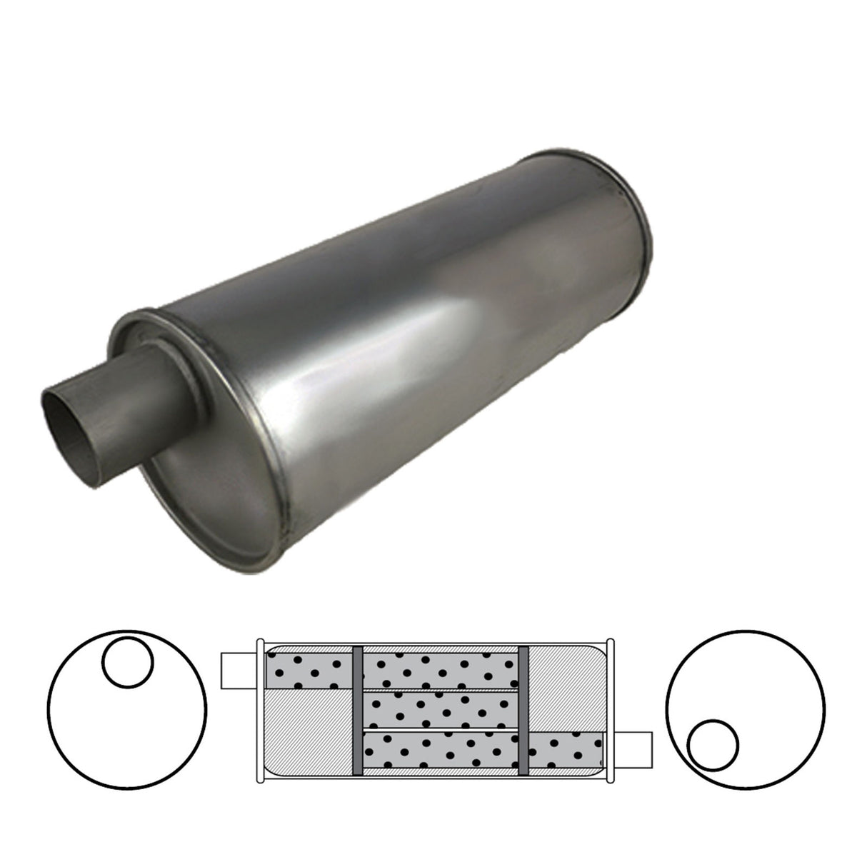 Redback - 1.5" Universal Muffler Offset/Offset 12"x6" Round Mild Steel