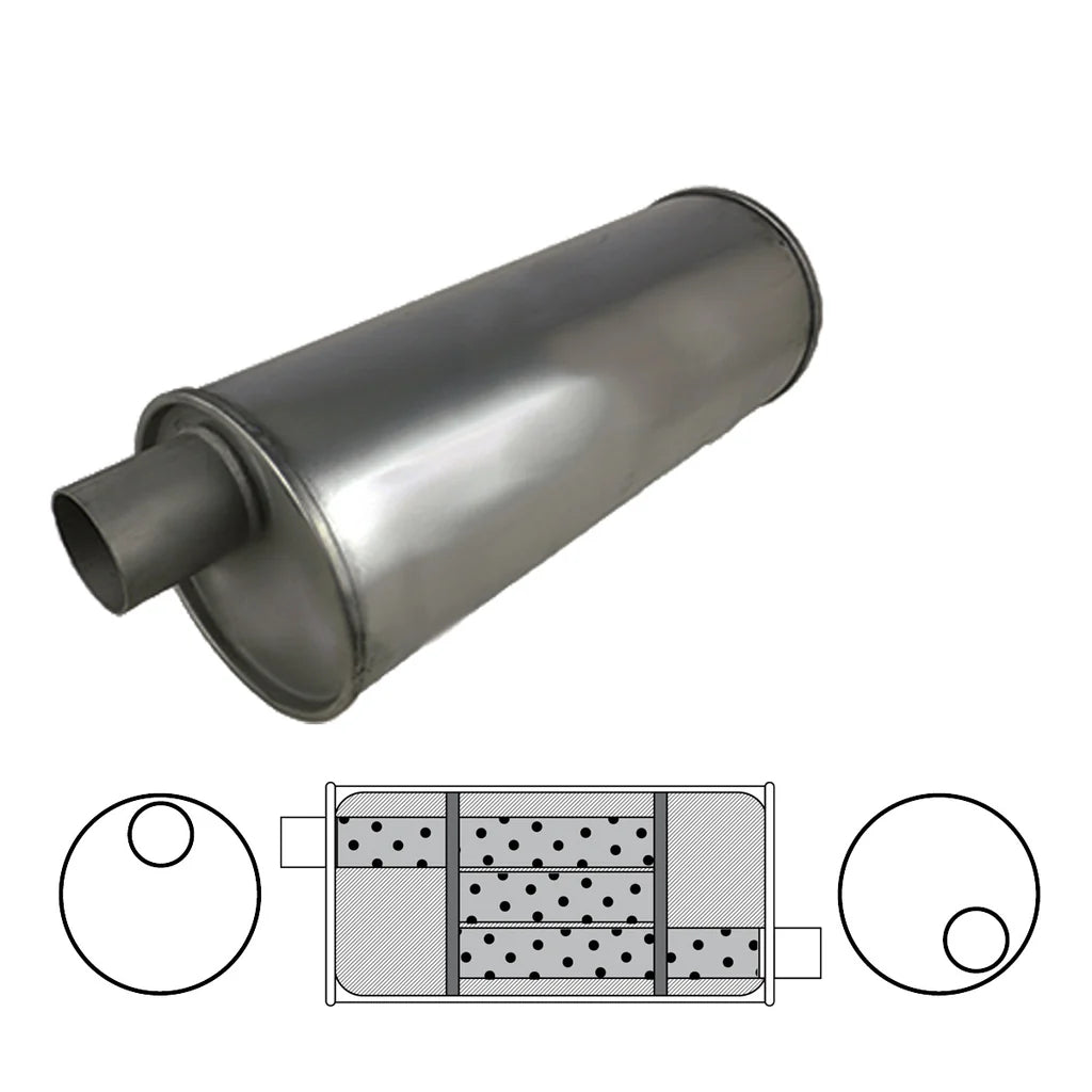 Redback - 2" Universal Muffler Offset/Offset 457x152mm Round Aluminised