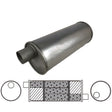 Redback - 2" Universal Muffler Offset/Offset 22"x6" Round Aluminised Steel (Left Hand Rotation Triflow)