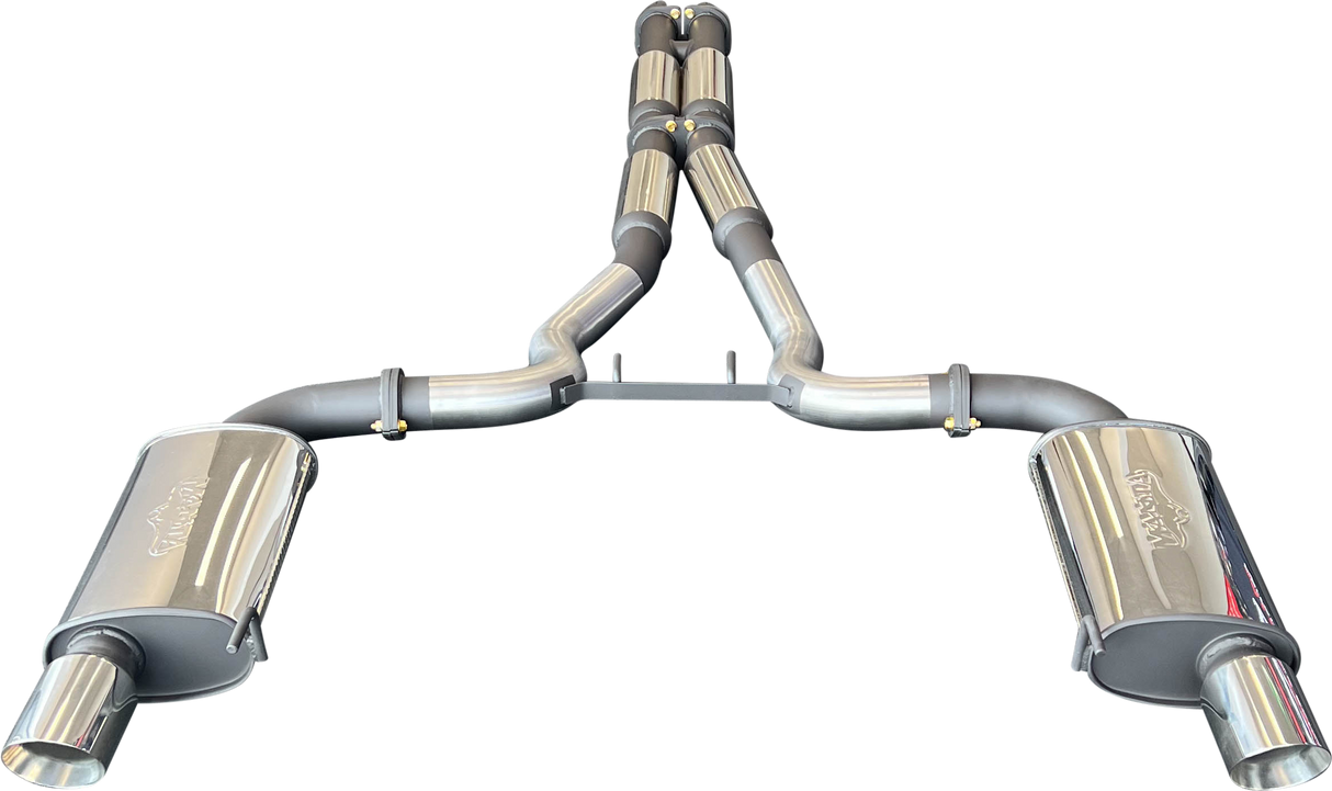 Manta | Twin 3″ Cat Back Exhaust System with Hotdog Mufflers Twin Tips | Ford Mustang FM S550 5.0L V8 Coupe 2015–2017