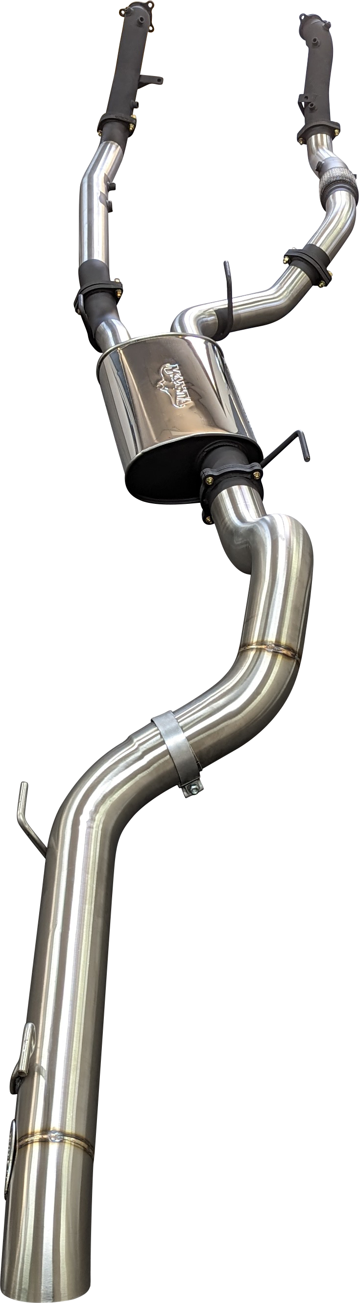 Manta 3in Dual Turbo Back No Cat with Muffler 4in Tailpipe Landcruiser VDJ200 2015–2021