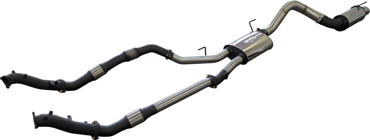 Manta | Twin 3″ Turbo Back Exhaust System with Cats, Muffler & 4″ Tailpipe | Toyota Landcruiser VDJ200 4.5L V8 Wagon 2015–2021