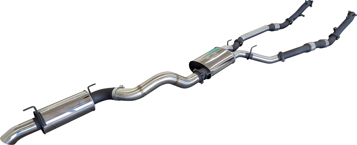 Manta | Twin 3″ Turbo Back Exhaust System with Cats, Muffler & 4″ Tailpipe | Toyota Landcruiser VDJ200 4.5L V8 Wagon 2015–2021