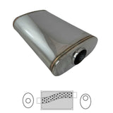 Redback - 2.5" Megaflow Muffler O/C 14"x9"x4" Oval 304 Stainless Steel