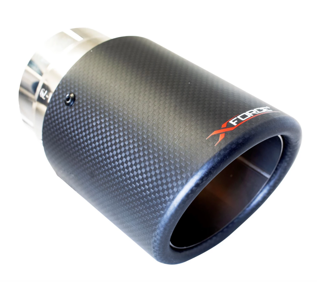 XForce - FORD MUSTANG FM GT FASTBACK COYOTE 5.0L (08/2014-07/2017) 3″ Inlet, 4″ Carbon Round Angle-Cut Double Wall Tip Round