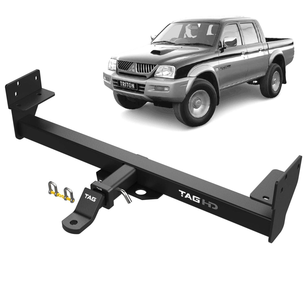 TAG - Mitsubishi Triton MJ, MK, ME, MF, MG, MH (1986 - 2006) No Bumper Heavy Duty Towbar & Direct Fit Wiring