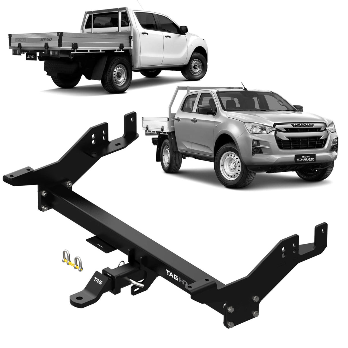 TAG - Isuzu D-MAX Mazda BT-50 (2020 - on) Extended Tray/Canopy Towbar & Direct Fit Wiring