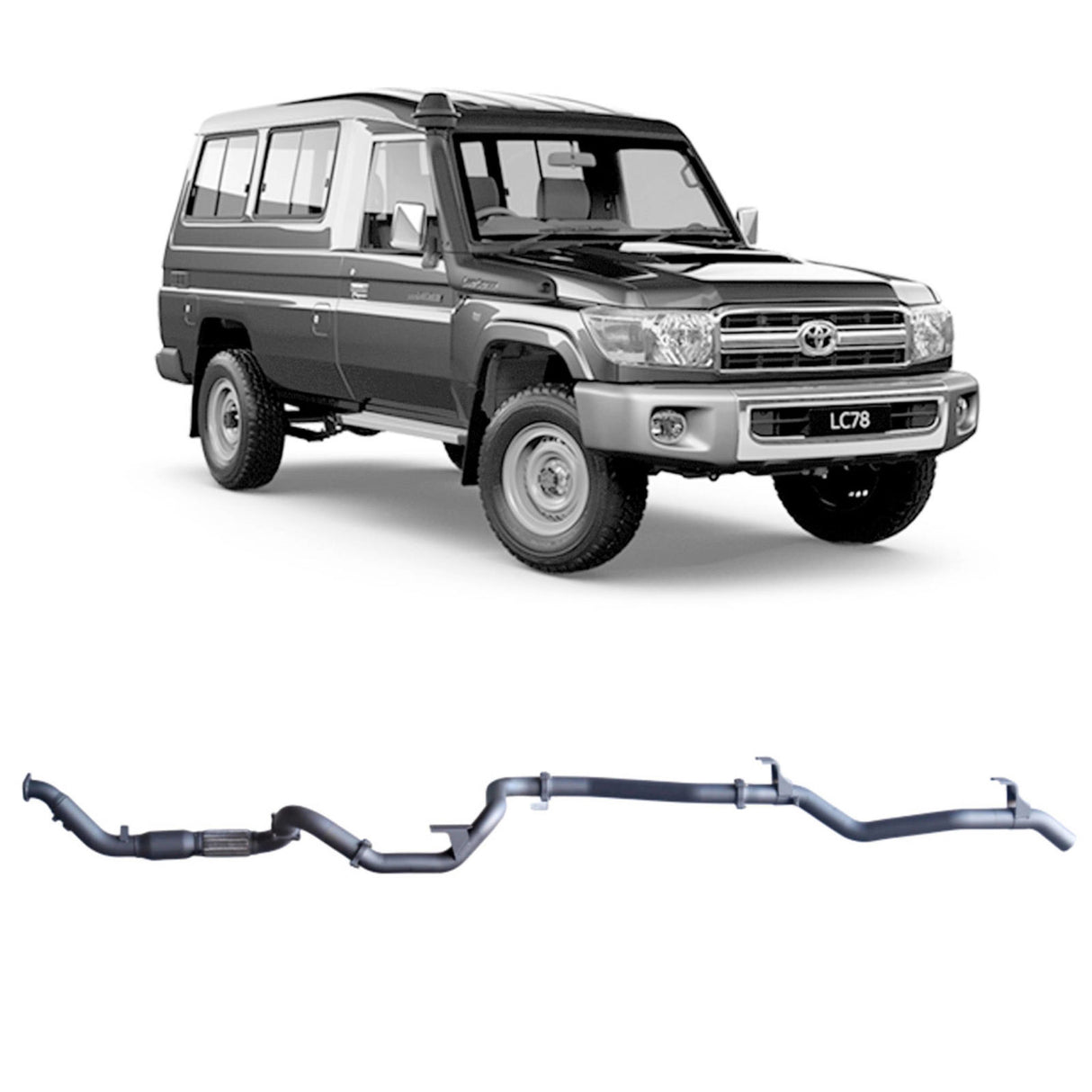 Redback Performance - Toyota Landcruiser 78 Series Troop Carrier (03/2007 - 10/2016) Exhaust "Cat & Pipe"