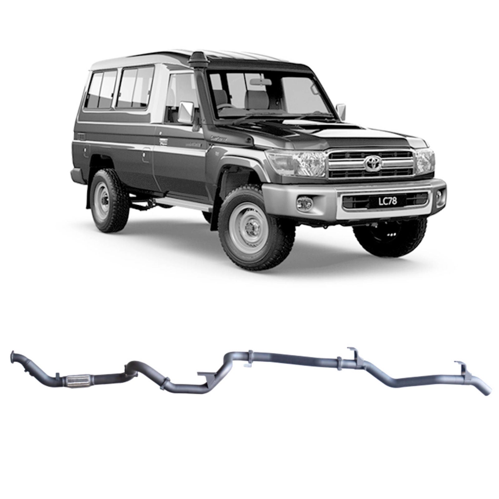 Redback Performance - Toyota Landcruiser 78 Series Troop Carrier (03/2007 - 10/2016) Exhaust "Pipe. Only"