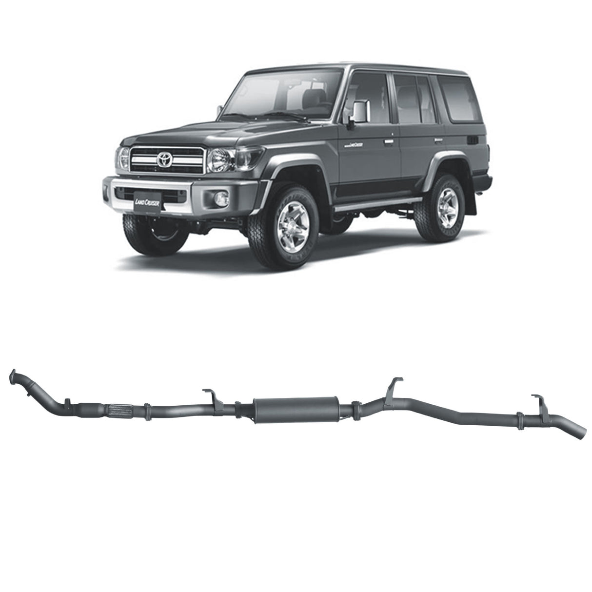 Redback Performance - Toyota Landcruiser 76 Series Wagon (03/2007 - 10/2016) Exhaust "Cat & Muffler"