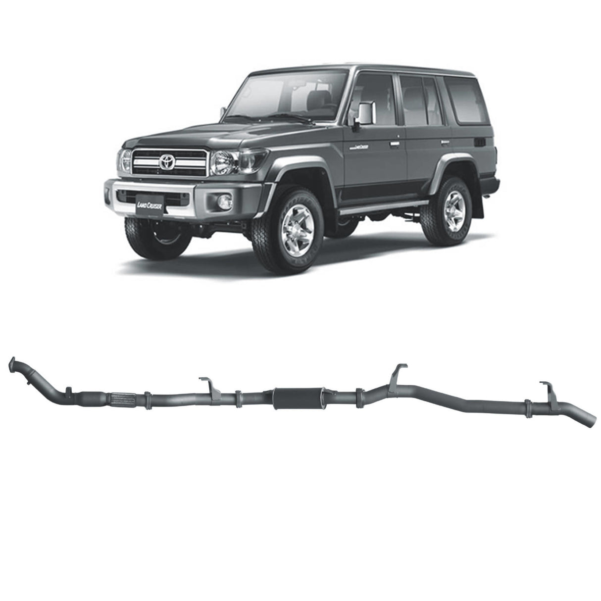 Redback Performance - Toyota Landcruiser 76 Series Wagon (03/2007 - 10/2016) Exhaust "Cat & Resonator"