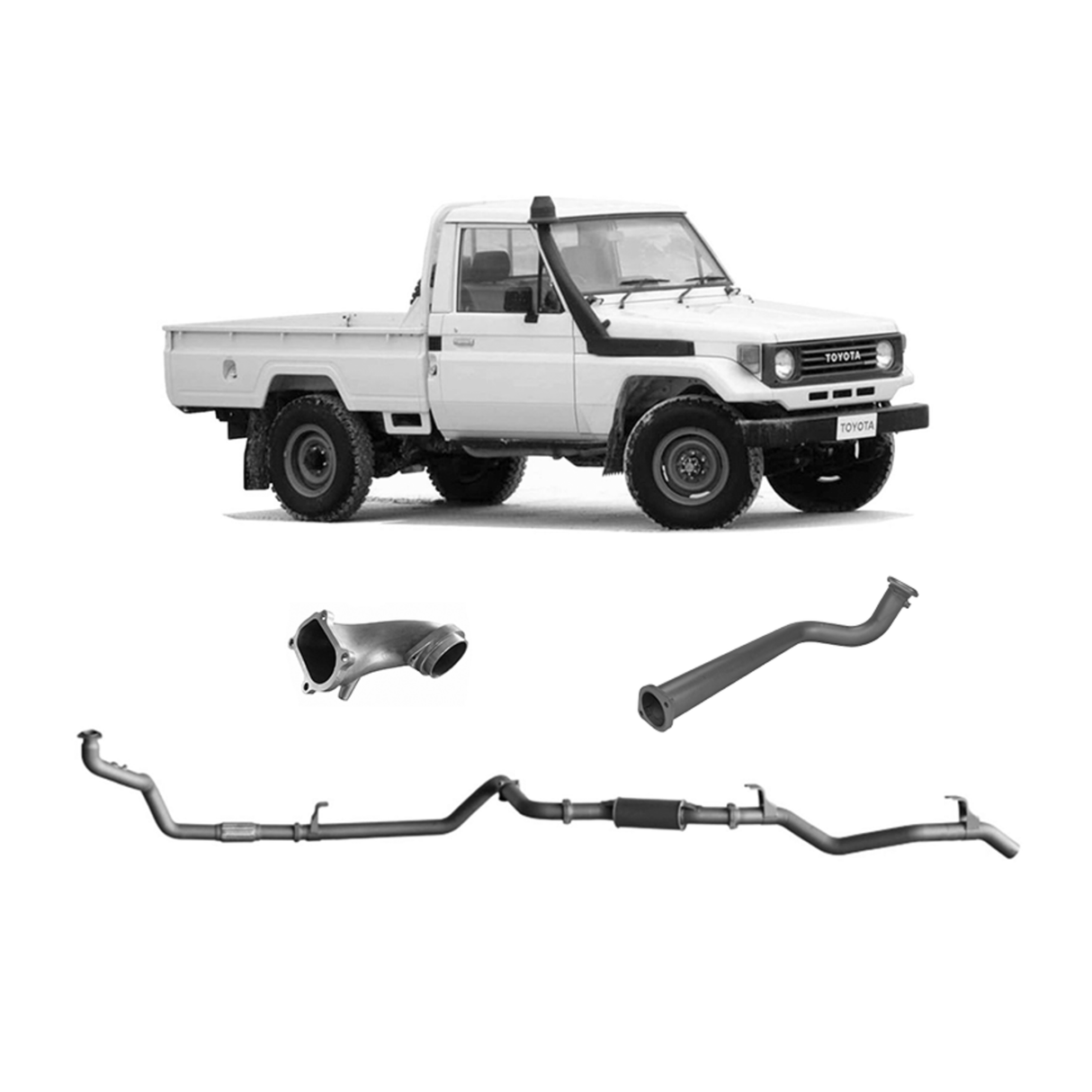 Redback Extreme Duty - Toyota Landcruiser 75 Series with 1HD Conversion Leaf Suspension Front Exhaust