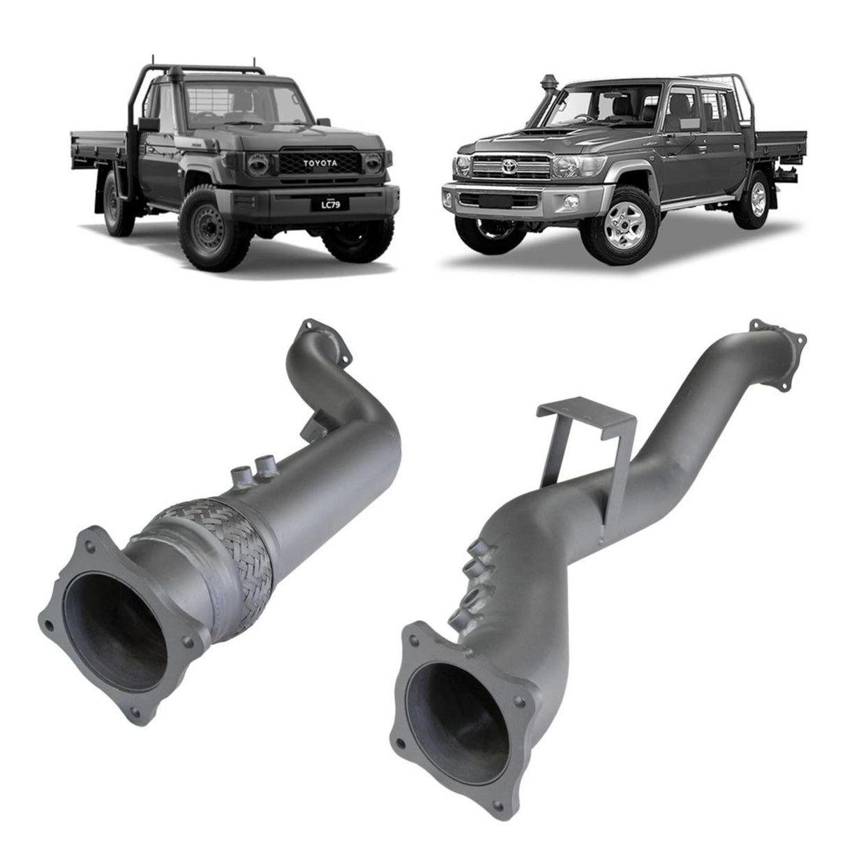 Redback Extreme Duty - Toyota Landcruiser 79 Series (2016 - On) Turbo Back 4" Exhaust Kit