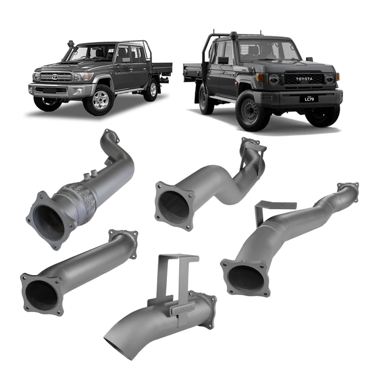 Redback Extreme Duty - Toyota Landcruiser 79 Series (2016 - On) Turbo Back 4" Exhaust Kit