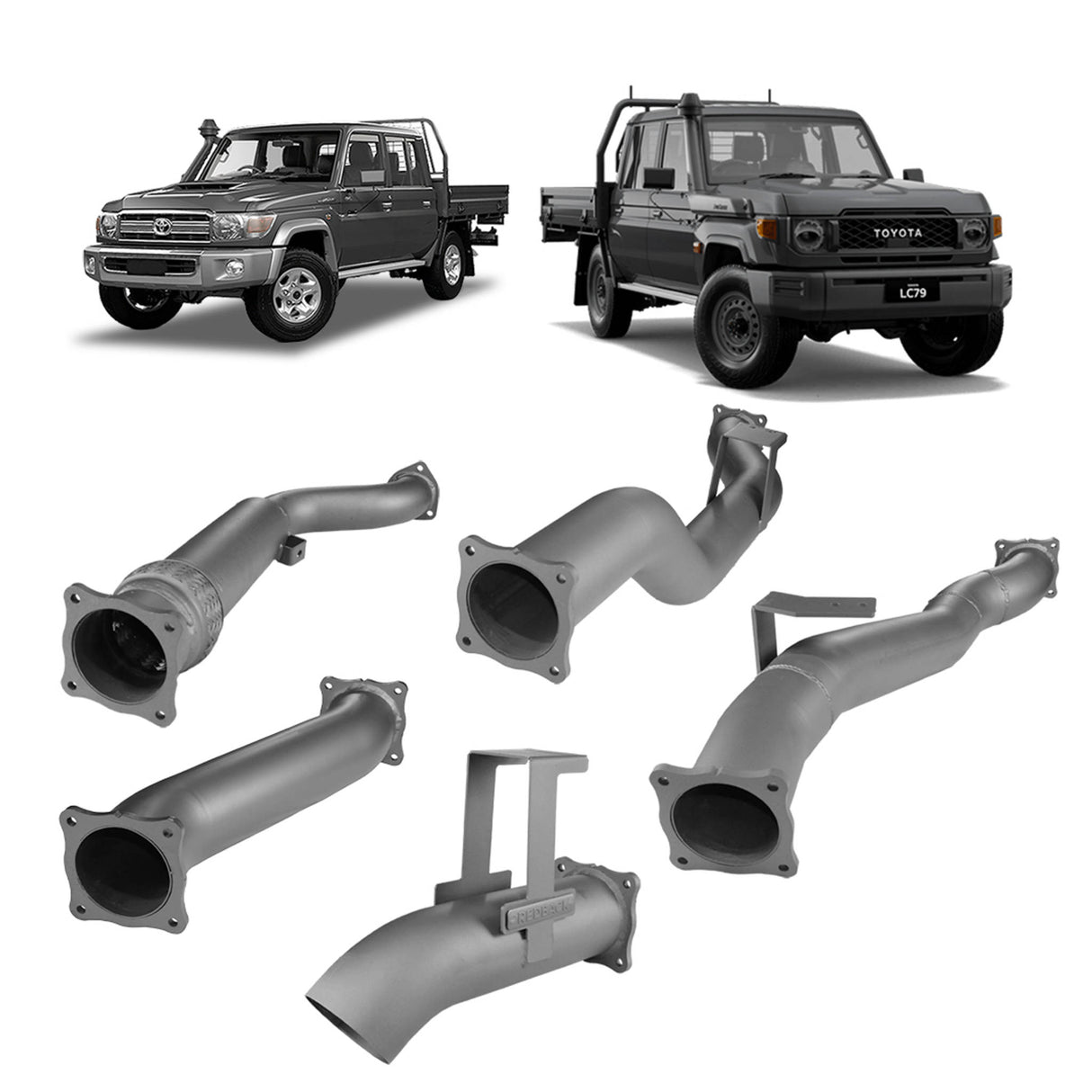 Redback Extreme Duty - Toyota Landcruiser 79 Series (2012 - 2024) Dual Cab 4" Turbo Back Exhaust with Muffler Delete