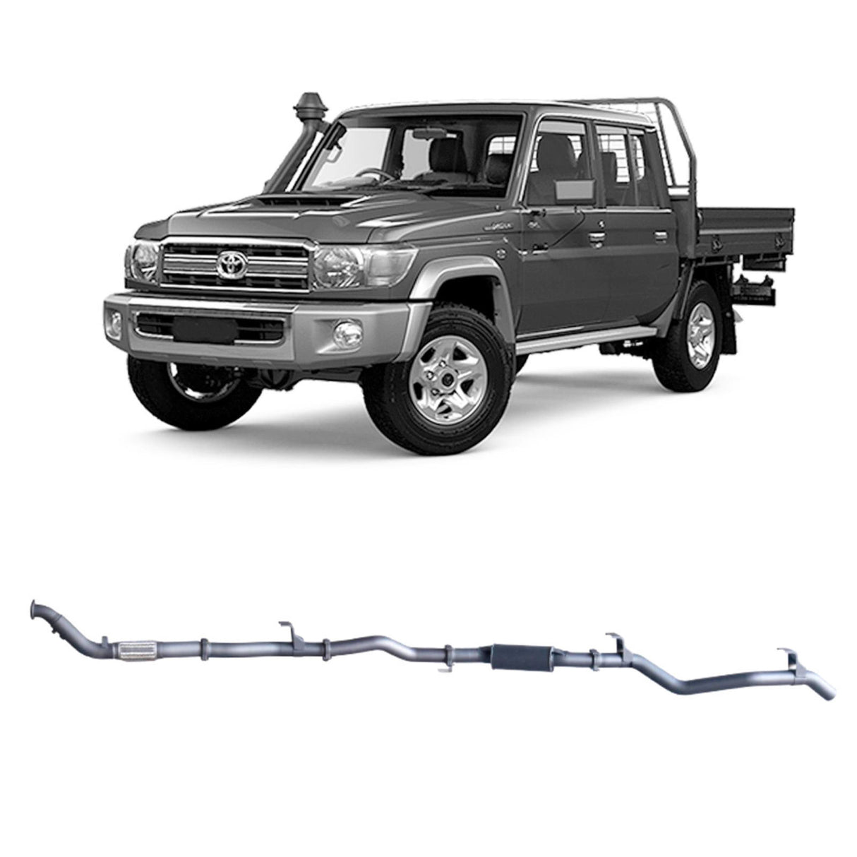 Redback Extreme Duty - Toyota Landcruiser 79 Series Double Cab (2012 - 2016) with Auxiliary Fuel Tank Performance Exhaust System