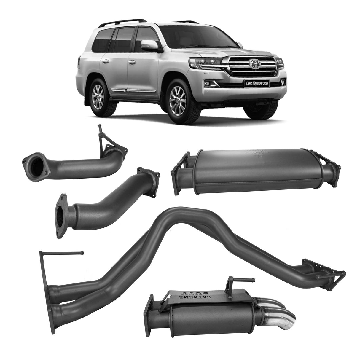 Redback Extreme Duty - Toyota Landcruiser 200 Series (2015 - on) 4.5L V8 Centre and Rear Muffler Exhaust
