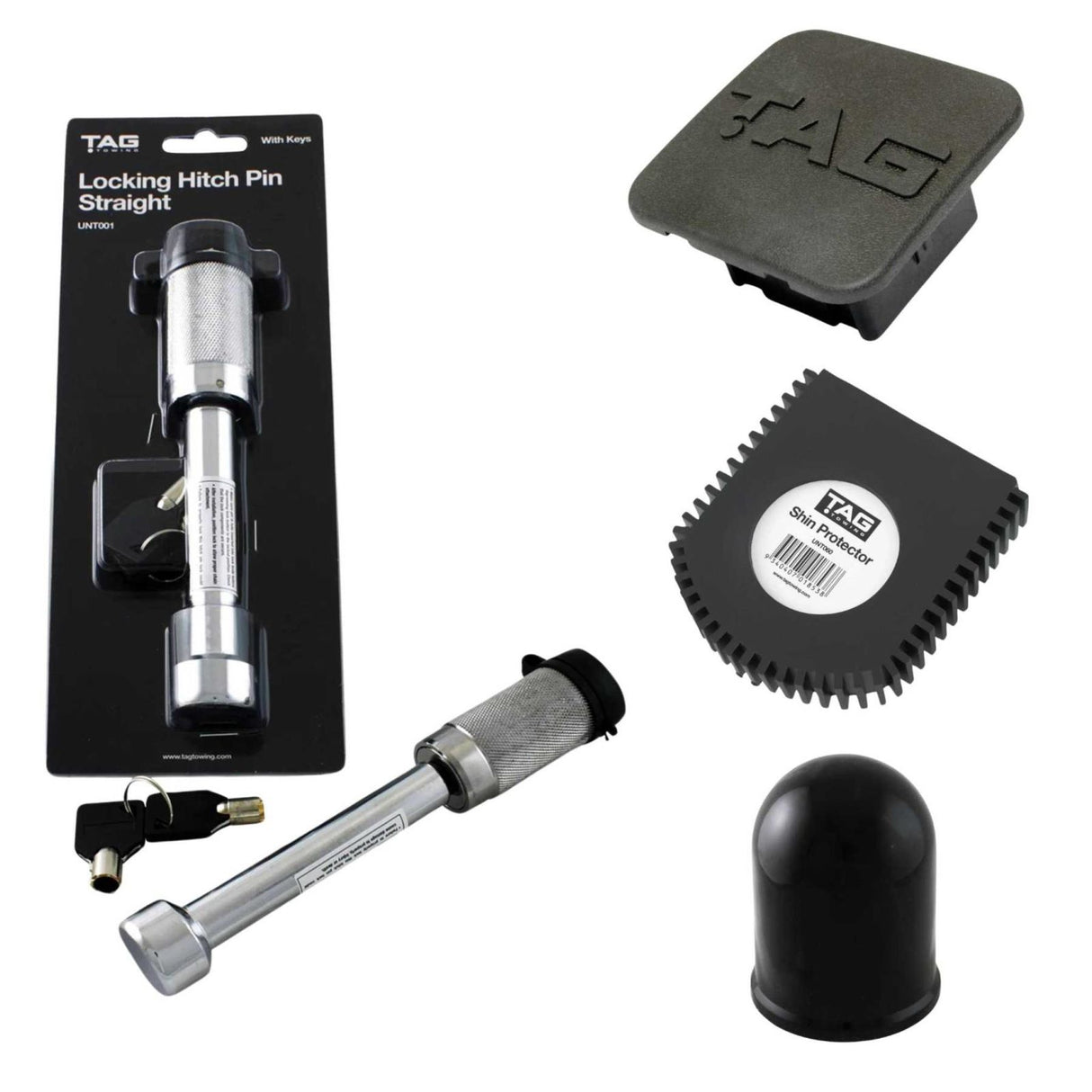TAG | Towing Protection Kit | Hitch Cover Locking Pin Ball Cover & Shin Guard | TOWUPGRADE01